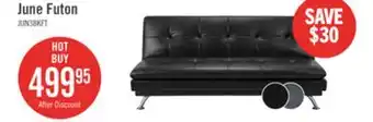 The Brick June 73.2 Leather-Look Fabric Klik Klak Futon with Metal Legs and Tufting - Black offer