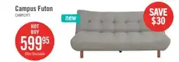 The Brick Campus 76 Fabric Klik Klak Futon with Tufting and Wood Legs - Grey offer