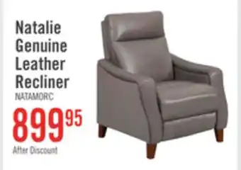 The Brick Natalie 32.5 Top-Grain Genuine Leather Pushback Reclining Chair with Wood Legs - Grey offer