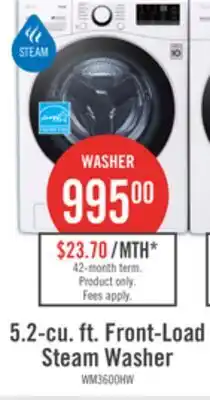 The Brick LG 5.2 Cu. Ft. Smart Front-Load High-Efficiency Steam Washer - White - Stackable - WM3600HWA offer