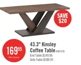 The Brick Kinsley 43.3 Modern Coffee Table - Dark Brown Wood offer