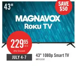 The Brick MAGNAVOX 43 FHD HDR Roku Smart TV offer