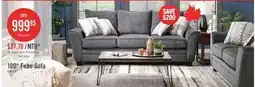 The Brick Made in Canada Febe 100 Chenille Fabric Sofa with Flared Arms and Accent Pillows - Charcoal Grey offer