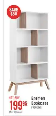 The Brick Bremen 32.75 Bookcase With 4 Staggered Shelves - White and Light Brown offer