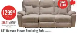 The Brick Made in Canada Dawson 87 Fabric Power Reclining Sofa with USB Port and Accent Pillows - Beige offer