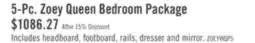 The Brick Zoey 5pc Bedroom Set with Bed, Dresser & Mirror, Two-tone White & Brown - Queen Size offer