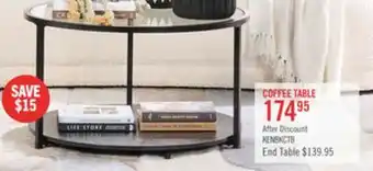 The Brick Kendal 31.5 Modern Round Glass Top Coffee Table with Casters - Black offer