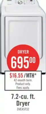 The Brick Samsung 7.4 Cu. Ft. Electric Dryer - White - DVE45T3200W/AC offer