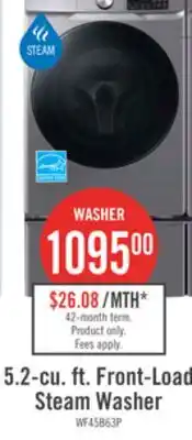The Brick Samsung 5.2 Cu. Ft. Front-Load Steam Washer - Grey - Stackable - WF45B6300AP/US offer