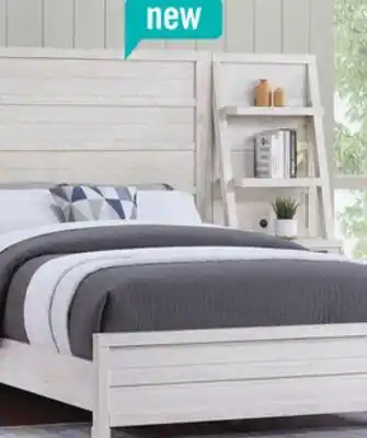 The Brick Haven Panel Bed with Headboard & Frame, White - Queen Size offer