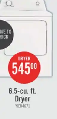 The Brick Inglis 6.5 Cu. Ft. Electric Dryer - White - YIED4671EW offer