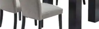 The Brick Burk 7pc Dining Set with Table & 6 Chairs, Resin Marble-Look Top, 72W - Black/Grey offer
