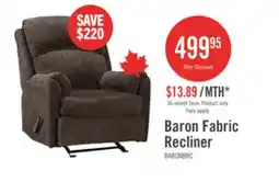 The Brick Made in Canada Baron 32 Chenille Fabric Glider Reclining Chair - Brown offer