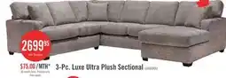 The Brick Made in Canada Luxe 3-Piece Right-Facing Fabric Sectional with Removable Cushions - Zaftig Dove Grey offer