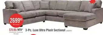 The Brick Made in Canada Luxe 3-Piece Right-Facing Fabric Sectional with Removable Cushions - Zaftig Dove Grey offer