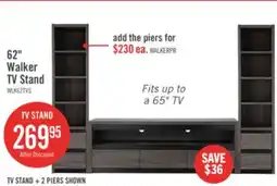 The Brick Walker 62 TV Stand with Storage and Cable Management for TVs up to 70- Distressed Grey offer