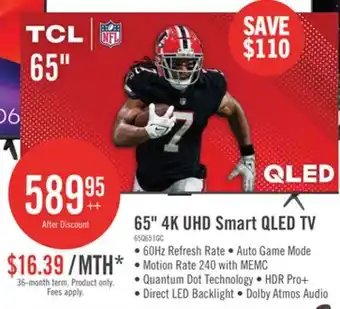 The Brick TCL 65 QLED Pro 4K UHD HDR Pro 60Hz Google Smart TV (65Q651G-CA) offer