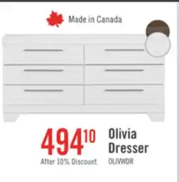 The Brick Olivia Bedroom 6-Drawer Dresser, 61.3W x 32.8H, Made in Canada - White offer