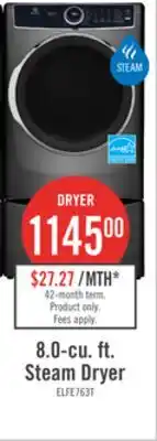 The Brick Electrolux 8 Cu. Ft. Electric Dryer with Steam - Titanium - Stackable - ELFE763CAT offer