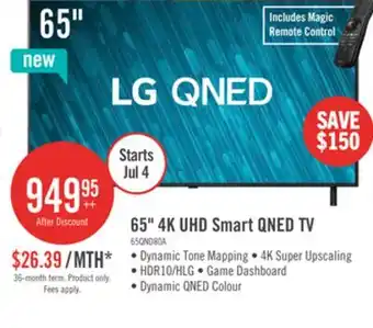 The Brick LG 65 QNED AI QNED80 4K Smart TV (65QNED80AUA.ACC) offer