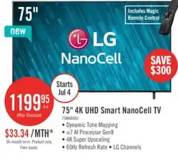 The Brick LG 75 NanoCell AI NANO80 4K Smart TV (75NANO80AUA.ACC) offer