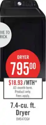 The Brick Samsung 7.4 Cu. Ft. Electric Dryer - Black Stainless Steel - DVE47CG3500VAC offer