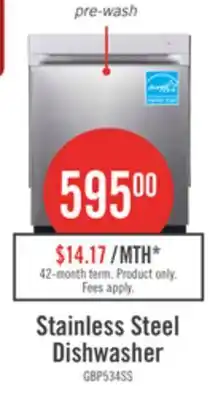 The Brick GE 24 52 dBA Built-In Top-Control Dishwasher with Steam Pre-Wash - Stainless - GBP534SSPSS offer