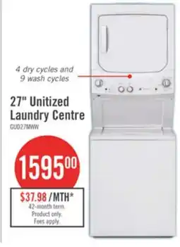 The Brick GE Unitized Spacemaker Washer and Electric Dryer Combination - GUD27ESMMWW offer