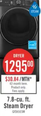 The Brick GE 7.8 Cu. Ft. Smart Electric Dryer with Steam and Sanitize - GFD65ESMVDS offer