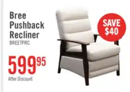 The Brick Bree 28.5 Linen-Look Fabric Pushback Reclining Accent Chair with Wood Armrests and Legs - Beige offer