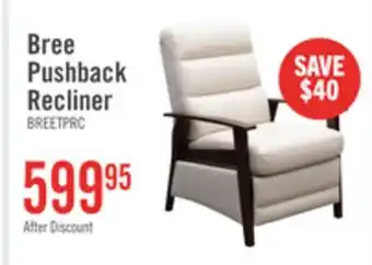 The Brick Bree 28.5 Linen-Look Fabric Pushback Reclining Accent Chair with Wood Armrests and Legs - Beige offer