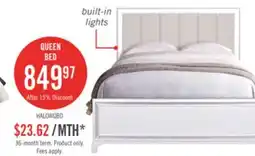 The Brick Halo Panel Bed with Headboard & Frame, LED, Glam, White - Queen Size offer