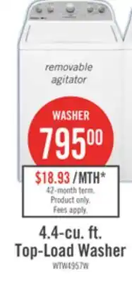 The Brick Whirlpool 4.4 Cu. Ft. Top-Load Washer - White - WTW4957PW offer