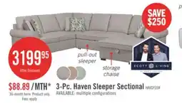 The Brick Scott Living Haven 3-Piece Right-Facing Chenille Fabric Sleeper Sectional with Storage Chaise - Grey offer