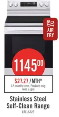 The Brick LG 6.3 Cu. Ft. Smart Electric Range with Air Fry and Fan Convection - Stainless Steel - LREL6323S offer