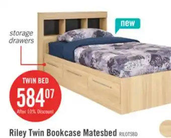 The Brick Riley Mates Bed with Bookcase Headboard Set for Kids, Made in Canada, Natural - Twin Size offer