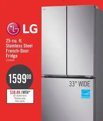 The Brick LG 33 25 Cu. Ft. Smart French-Door Refrigerator - Stainless Steel - LF25S6000S offer