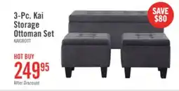 The Brick The Brick Kai 19.5 3-Piece Storage Ottomans - Grey Linen-Look offer