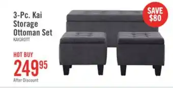 The Brick The Brick Kai 19.5 3-Piece Storage Ottomans - Grey Linen-Look offer