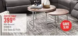 The Brick Veranasi 30 Rustic Round Nesting Coffee Tables - Washed Light Brown Wood Top and Iron Legs offer