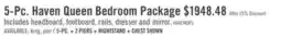 The Brick Haven 5pc Bedroom Set with Panel Bed, Dresser & Mirror, White - Queen Size offer
