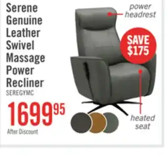 The Brick Serene 31 Genuine Leather Power Reclining Massage Chair with Power Headrest and Heated Seat - Grey offer