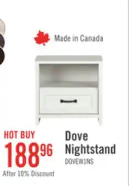 The Brick Dove Bedside 1-Drawer Nightstand, 23.8W x 22.5H, Made in Canada - White offer
