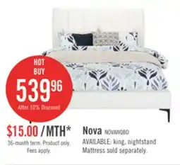 The Brick Nova Upholstered Platform Bed in White Vegan-Leather Fabric - Queen Size offer
