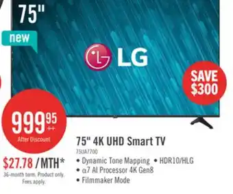 The Brick LG 75 UA77 4K UHD Smart TV offer