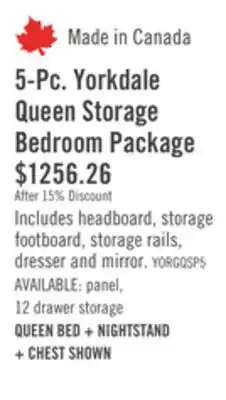 The Brick Dynamic Yorkdale 5pc Bedroom Set with 6-Drawer Storage Bed, Dresser & Mirror, Grey - Queen Size offer