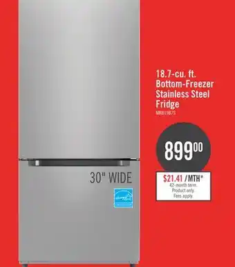 The Brick Midea 18.7 Cu. Ft. Bottom-Freezer Refrigerator - MRB19B7AST offer