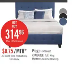 The Brick Page Upholstered Bed in Blue Linen-Look Fabric, Button Tufted - Queen Size offer