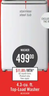 The Brick Midea 4.3 Cu. Ft. Top-Load Washer - White - MLV43A3AWW offer