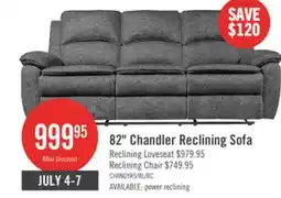 The Brick Chandler 82 Chenille Fabric Reclining Sofa - Grey offer